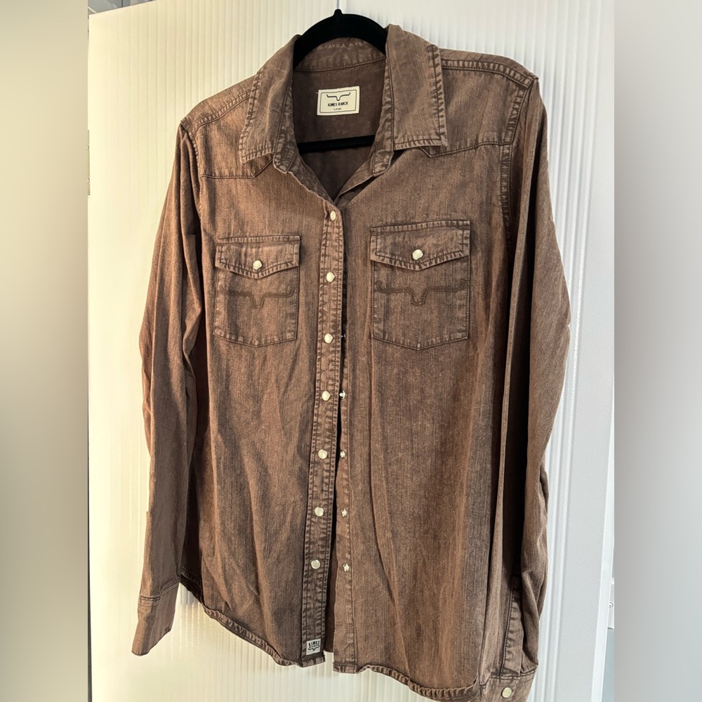 Kimes Ranch Long Sleeve Western pearl snap Button-Up Shirt in Brown